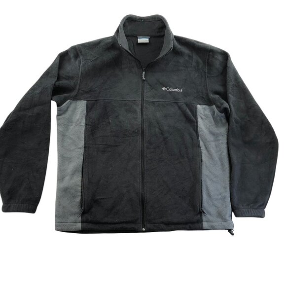 Columbia Men Fleece Jacket Large Full Zip Outdoors Performance Gray Stand Collar - Picture 1 of 15
